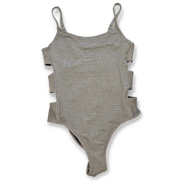 Shade and Shore Gold and Black One Piece Swimsuit with Side Cutouts Size Small - Picture 6 of 15